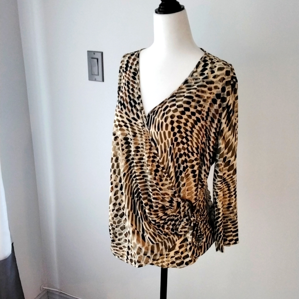 Wrap around animal print top, size XL